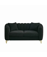 Streamdale Furniture 63" Chenille Loveseat Sofa - Modern Tufted Couch with Gold Legs