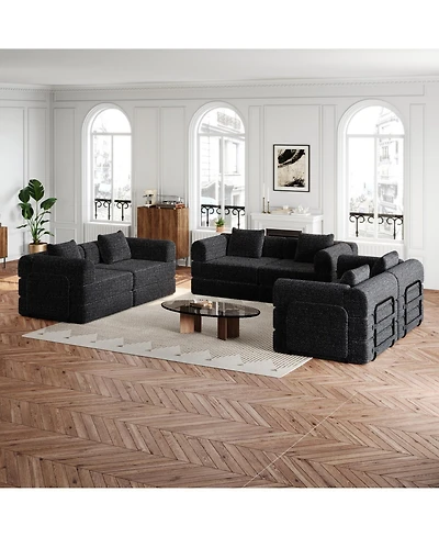 Streamdale FurnitureChenille 6-Seater Convertible Sofa Bed with Storage