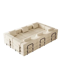 Streamdale Furniture Corduroy Folding Sofa Bed with Storage & Cushions