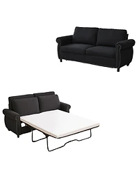 Streamdale Furniture Sleeper Sofa Bed, Pull Out Couch, 2-Seater Linen Convertible Sofa, Dark Gray