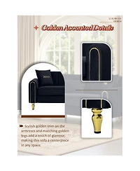 Streamdale Furniture Modern Plush 3-Seater Sofa with Pillows & Metal Legs