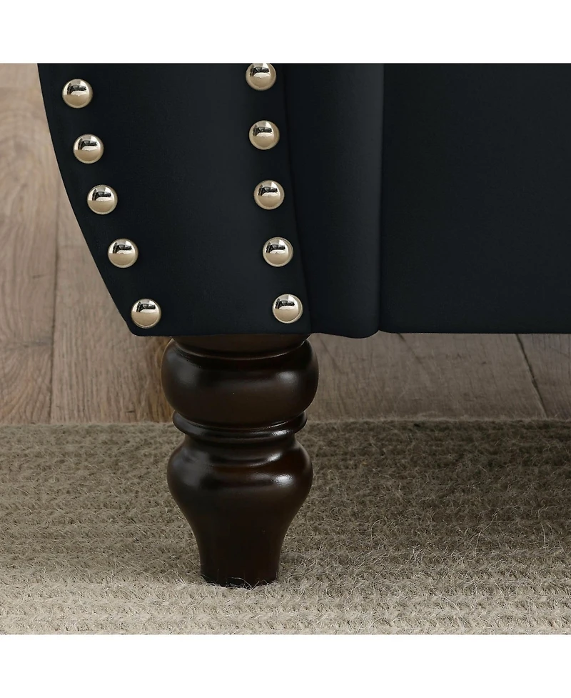 Streamdale Furniture 80" Black Velvet Chesterfield Sofa, Tufted 3 Seater Couch