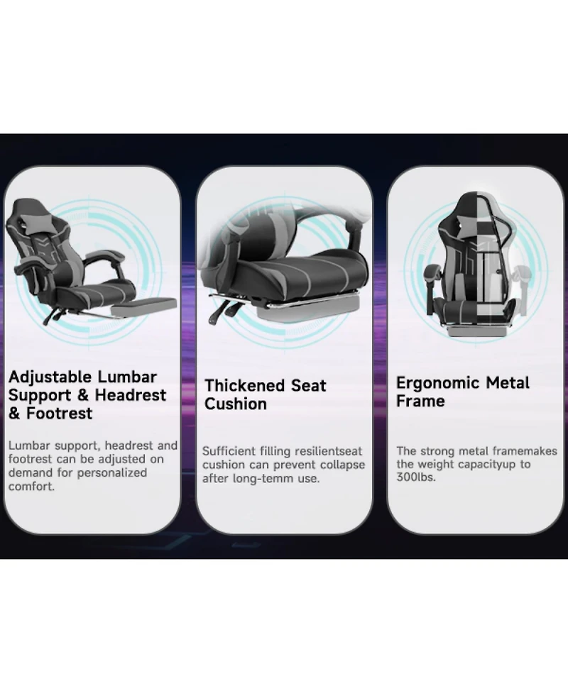 Streamdale Furniture Gaming chair with footrest and lumbar backrest