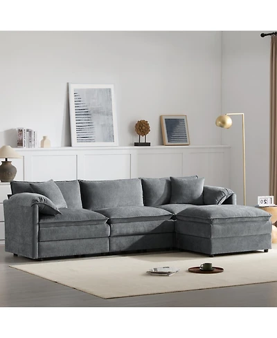 Streamdale Furniture Chenille Modular Sectional Sofa with Ottoman