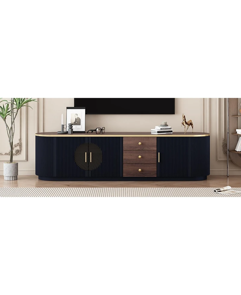 Streamdale Furniture 71" Modern Tv Stand - 3 Drawers, Shelf & Cabinets