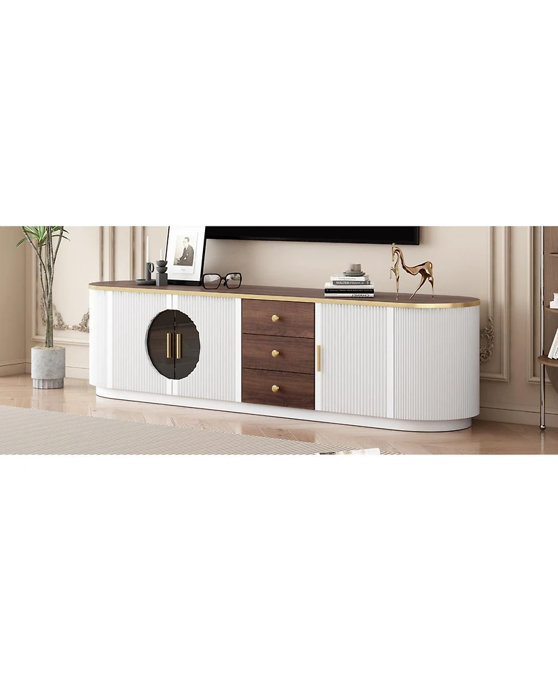 Streamdale Furniture 71" Modern Tv Stand - 3 Drawers, Shelf & Cabinets