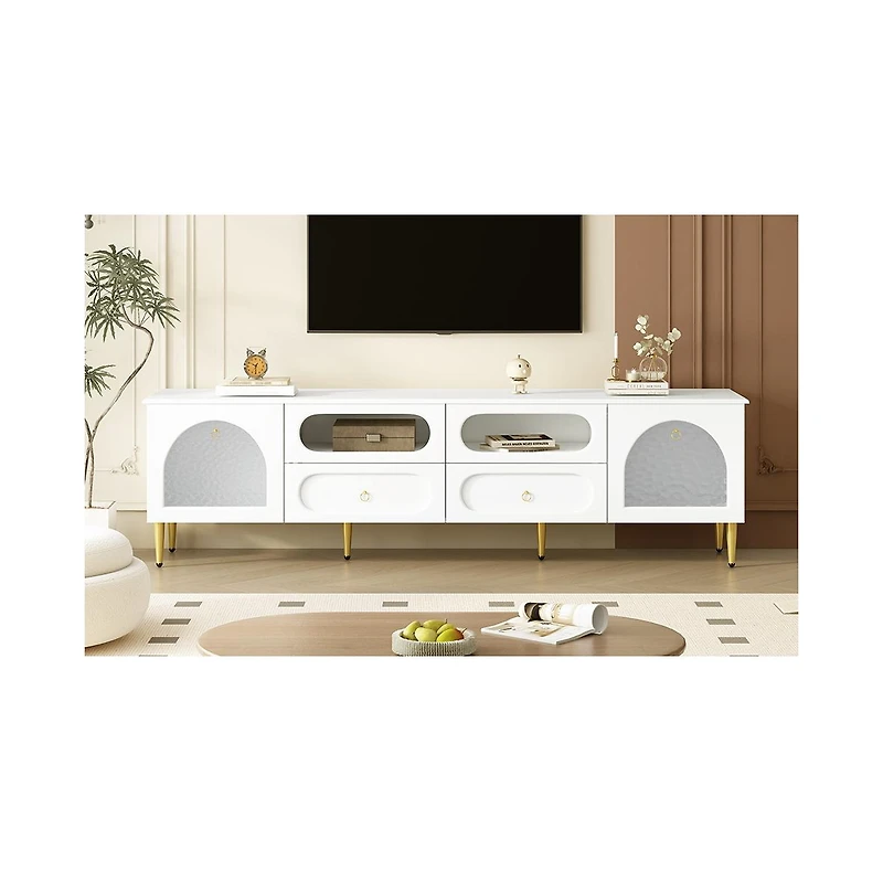 Streamdale Furniture 78.8" Retro Tv Stand - Media Console w/ Cabinets & Drawers