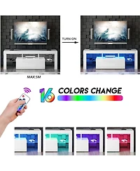 Streamdale Furniture Modern Led Tv Stand with Flip Door and High Gloss Finish