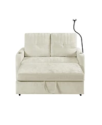 Streamdale Furniture Modern Loveseat Sofa Bed with Pull-Out, Storage, and Ports