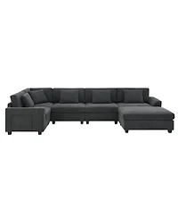 Streamdale Furniture 6-Seat U-Shaped Sectional Sofa with Ottoman, Storage, and Charging Ports