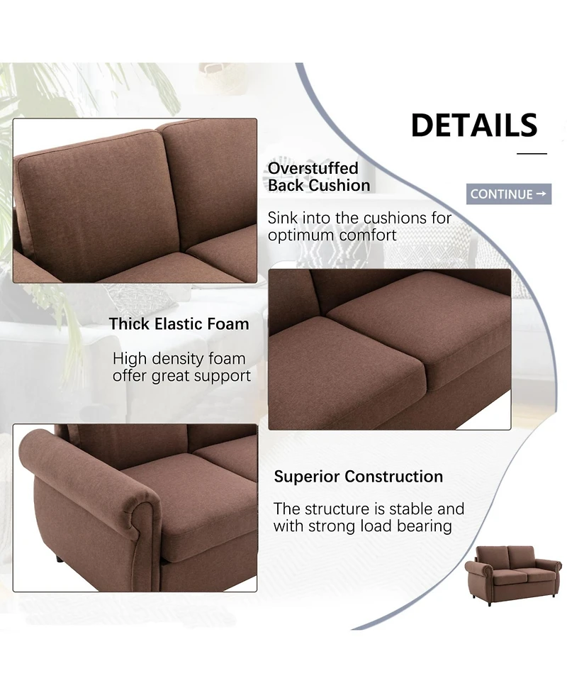 Streamdale 57.9'' Pull Out Sofa Bed Loveseat Sleeper with Twin Memory Mattress Two Usb Ports for Living Room Spaces