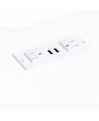 Streamdale Furniture 180 Wall Mounted Floating 80" Tv Stand with 20 Color LEDs and Charging Station