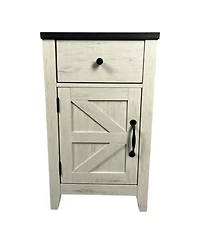 Streamdale Furniture Farmhouse Bedside Table with Charging Station, Barn Door Nightstand with Drawer