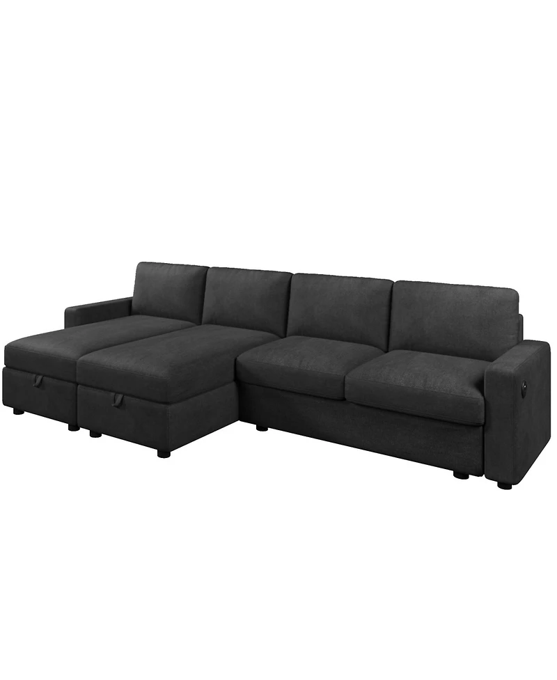 Streamdale Furniture 103.9" U-Shaped Sectional Sofa w/ Storage Chaise & Usb
