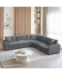 Streamdale 106" L-Shaped Corduroy Sectional Sofa with Storage and Conveniences
