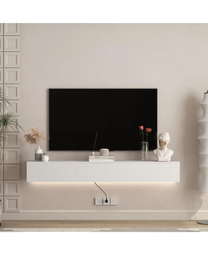 Streamdale Furniture Floating Tv Stand Wall Mounted Led 69" Modern Entertainment Center