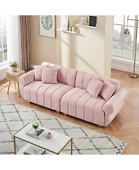 Streamdale Furniture 89" Flannelette Metal Feet Sofa Set with Throw Pillows