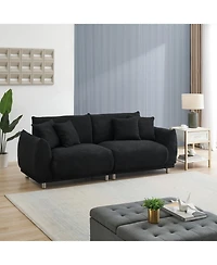 Streamdale Furniture Black Teddy Fleece Sofa with 4 Pillows