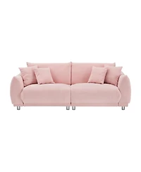 Streamdale Furniture Pink Teddy Fleece Sofa with Pillows