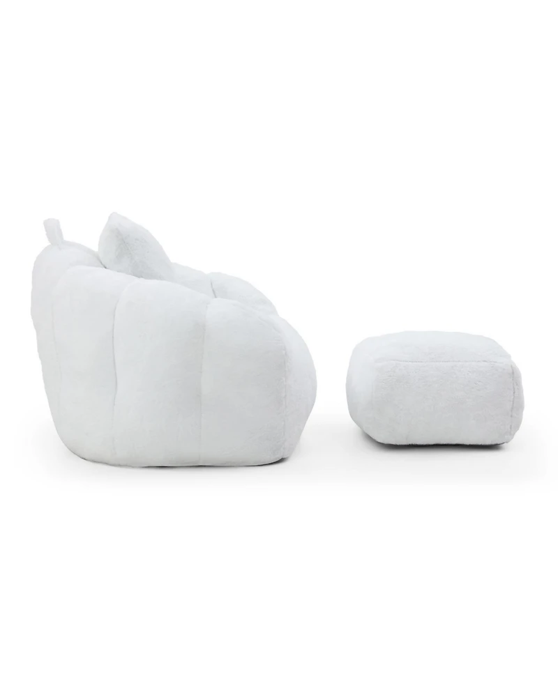 Streamdale Furniture Giant Faux Fur Bean Bag Chair with Footstool