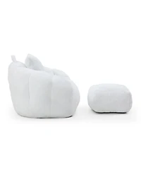 Streamdale Furniture Giant Faux Fur Bean Bag Chair with Footstool