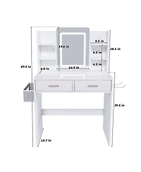 Streamdale Furniture Led Vanity Mirror Dressing Table with Lights & Storage
