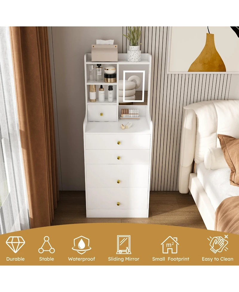 Streamdale Furniture Led Mirror Vanity Set