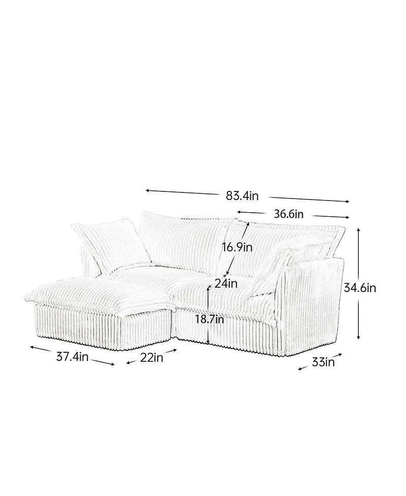 Streamdale Furniture Slipcovered Sectional Sofa with Ottoman - Camel Corduroy