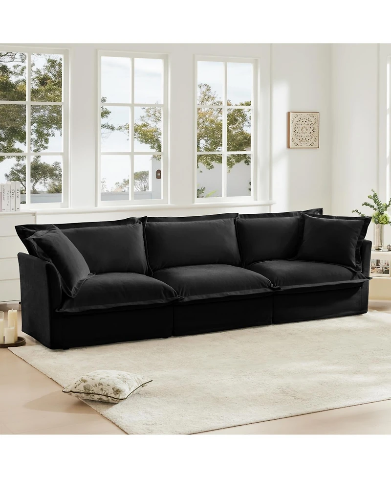 Streamdale Furniture Chenille Fleece Deep Seat Sofa - Black