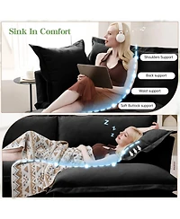 Streamdale Furniture Slipcovered 4-Seater Extra Deep Chenille Sofa - Black