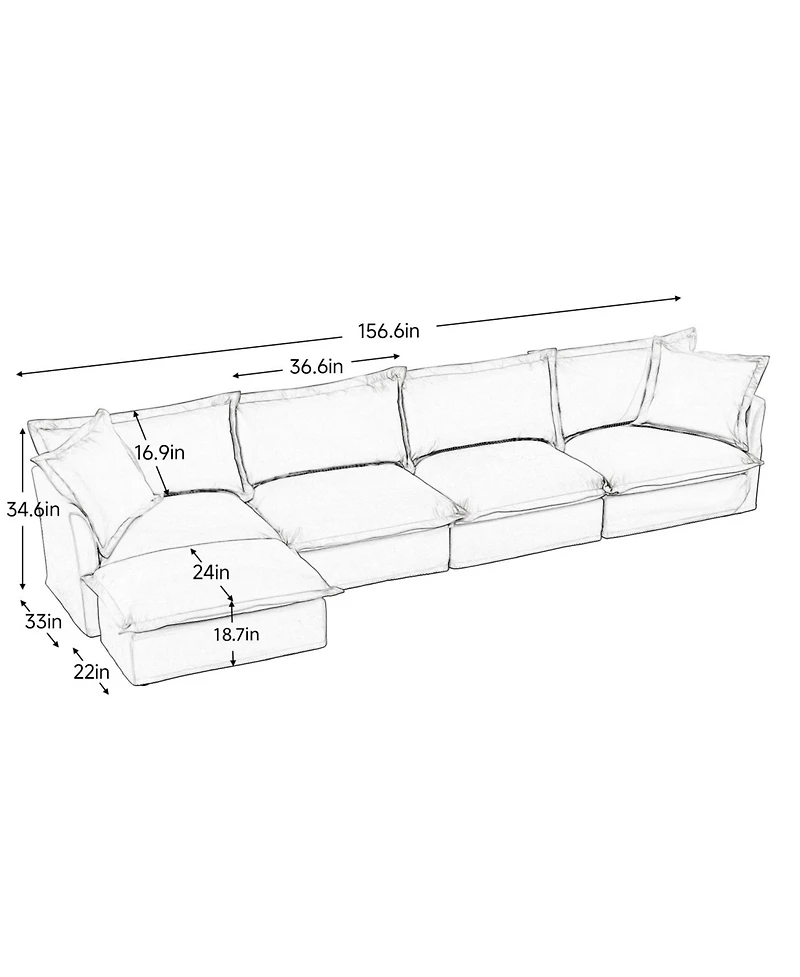 Streamdale Furniture Slipcovered L Shape Chenille Sectional Sofa Couch - Black