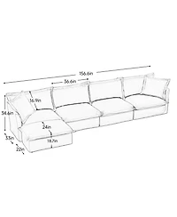 Streamdale Furniture Slipcovered L Shape Chenille Sectional Sofa Couch - Black