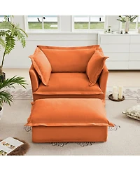 Streamdale Furniture Upholstered Armchair & Ottoman Set (Orange)
