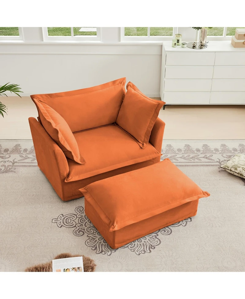Streamdale Furniture Upholstered Armchair & Ottoman Set (Orange)