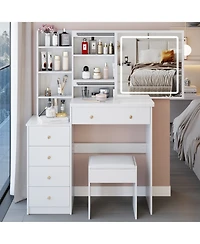 Streamdale Furniture 37" Led Mirror Vanity Table with Stool