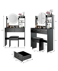 Streamdale Furniture Led Vanity Table Set (Touch 3 Colors Adjustable)