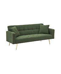 Streamdale Furniture Green Teddy Fleece Sofa Bed with 2 Pillows