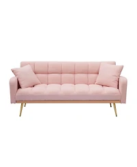 Streamdale Furniture Pink 69" Sofa Bed with Adjustable Teddy Sofa