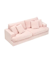 Streamdale Furniture Corduroy 3-Seater Sofa with 4 Pillows