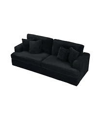 Streamdale Furniture Corduroy 3-Seater Sofa w/ 4 Pillows