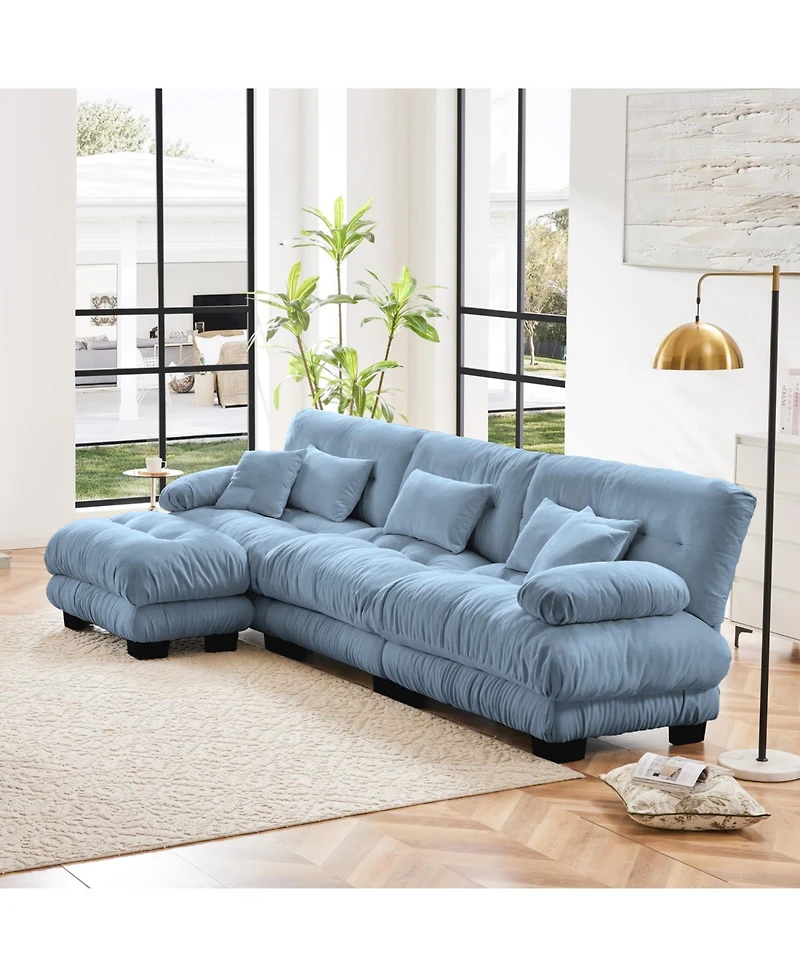 Streamdale Furniture Luxury Modular Sectional Sofa - Chenille Blue