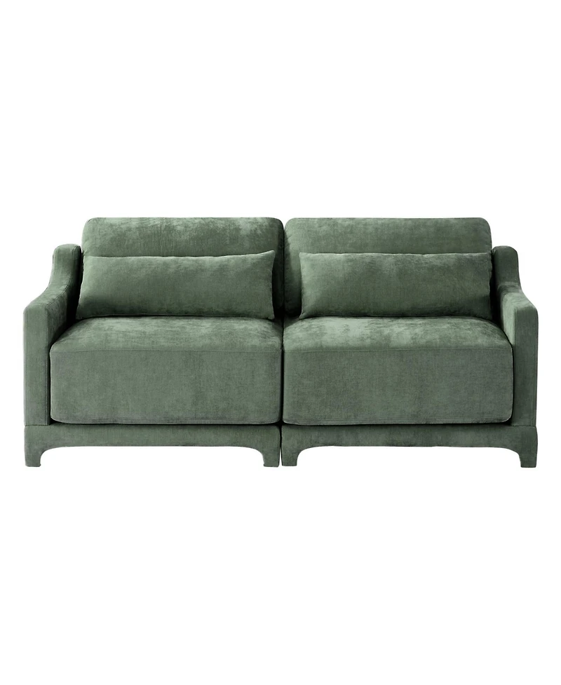 Streamdale Furniture Green Chenille 2-Seater Sofa with Lumbar Pillows