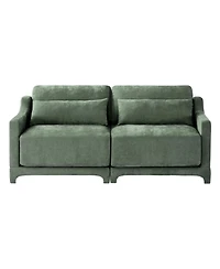 Streamdale Furniture Green Chenille 2-Seater Sofa with Lumbar Pillows