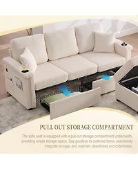 Streamdale L-Shaped Sectional Sofa w/ Storage Ottoman, Usb, Cup Holder