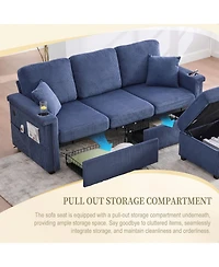 Streamdale Furniture L-Shaped Sectional Sofa w/ Storage Ottoman, Usb, Cup Holder