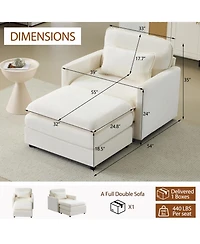 Streamdale Furniture 54" Plush Cloud Sofa with Ottoman & Cushions (Beige