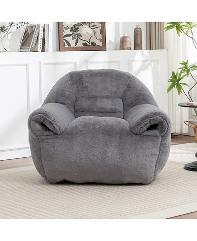 Streamdale Furniture Comfy Grey Faux Fur Bean Bag Chair Sofa for Adults & Kids