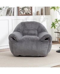 Streamdale Furniture Comfy Grey Faux Fur Bean Bag Chair Sofa for Adults & Kids