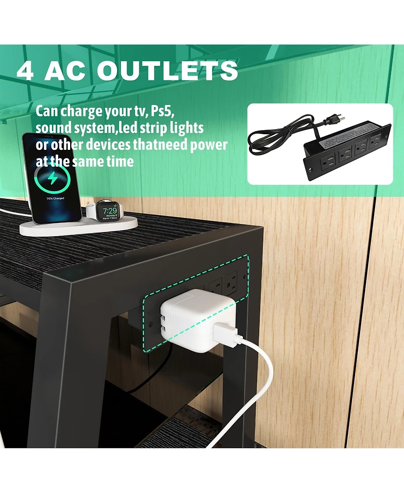 Streamdale Furniture Wooden Tv Stand with Mount & Tempered Glass