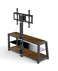 Streamdale Furniture Wooden Tv Stand with Mount, Swivel, Adjustable, Rustic Brown